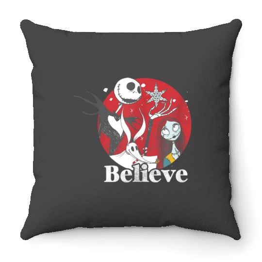 disneys The Nightmare Before Christmas Believe Family Shot Throw Pillows