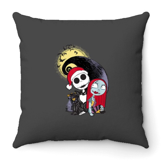 disneys The Nightmare Before Christmas Jack Sally Santa Hat Throw Pillows