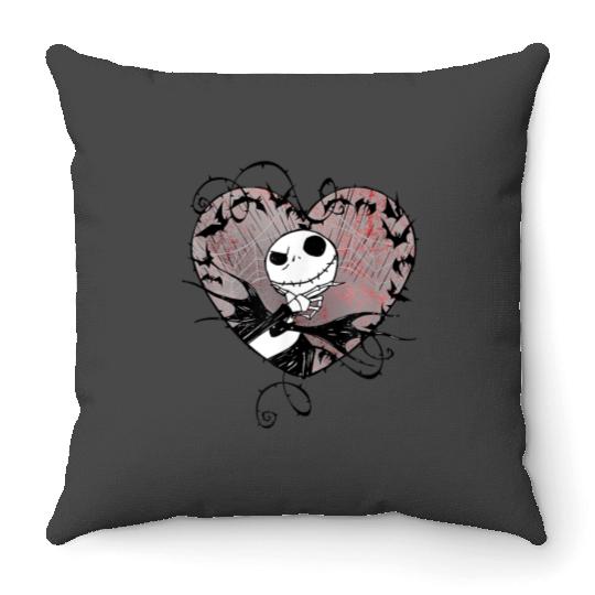 disneys Nightmare Before Christmas Valentines Jack Bat Heart Throw Pillows