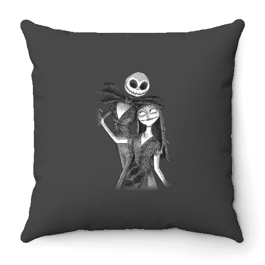 disneys The Nightmare Before Christmas Jack Sally Sketch Throw Pillows