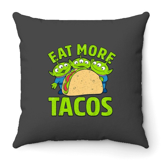 disneys pixars Toy Story Aliens Eat More Tacos Throw Pillows