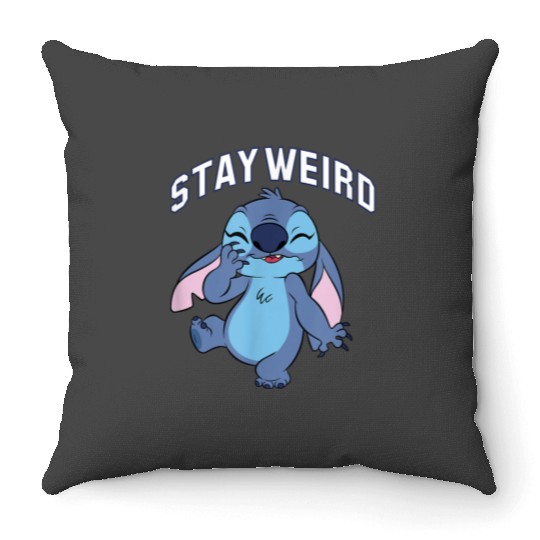 disneys Lilo Stitch Stay Weird Laughing Stitch Portrait Throw Pillows