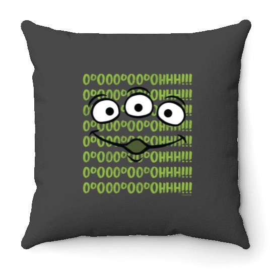 disneys 100 And Pixars Toy Story Alien Face Ooooh D100 Throw Pillows