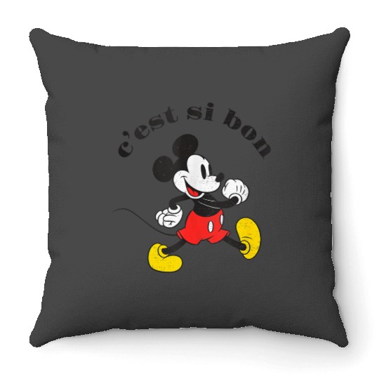 disneys mickeys And Friends Chest Si Bon mickeys Retro Poster Throw Pillows