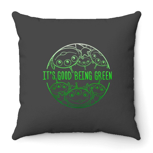 disneys pixars Toy Story Pizza Aliens Good Being Green Throw Pillows