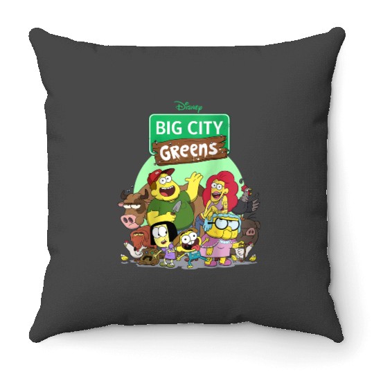 disneys Big City Greens Family Group Raglan Throw Pillows