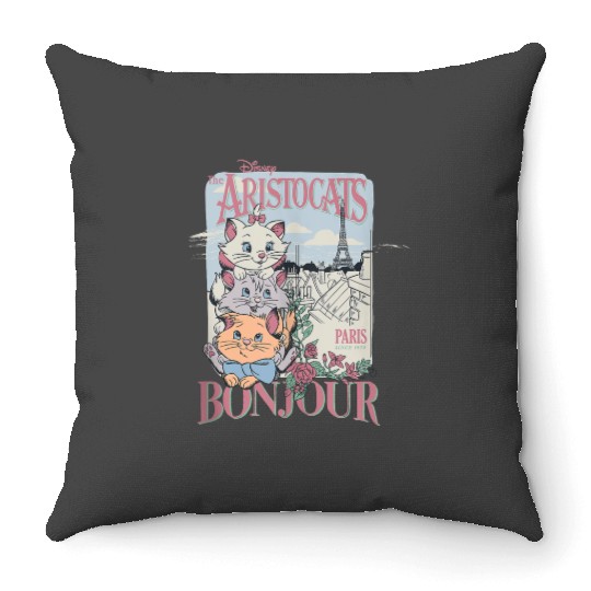 Disney The Aristocats Bonjour Paris Since 1979 Vintage Ad Gifts Trend Throw Pillows
