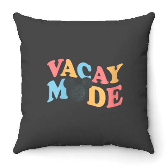 Womens Disney Mickey And Friends Vacay Mode Vintage Big Chest Logo Gifts Trend Throw Pillows