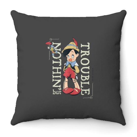 disneys Pinocchio Nothin But Trouble Since 1940 Throw Pillows