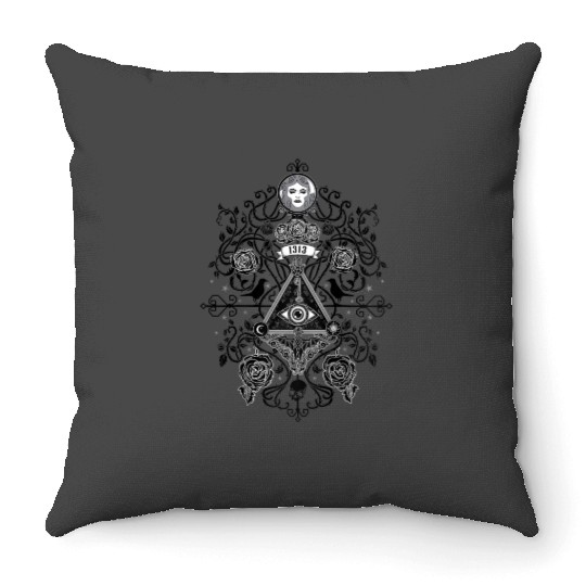 The Haunted Mansion 1313 disneysland Dr All Seeing Eye Symbol Raglan Throw Pillows