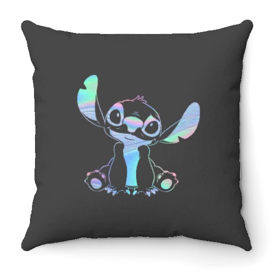Disney Lilo Stitch Holographic Stitch Vintage Pocket Logo Gifts Trend Throw Pillows