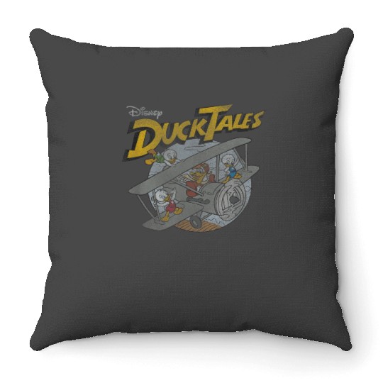 Disney DuckTales Ducks On Airplane Distressed Po Throw Pillows