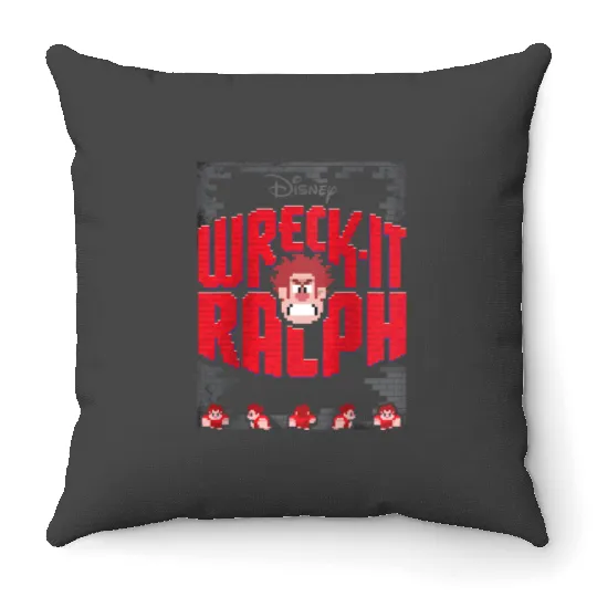 disneys Wreck it Ralph Wrecked Brick Wall Video Game Sprites Raglan Throw Pillows