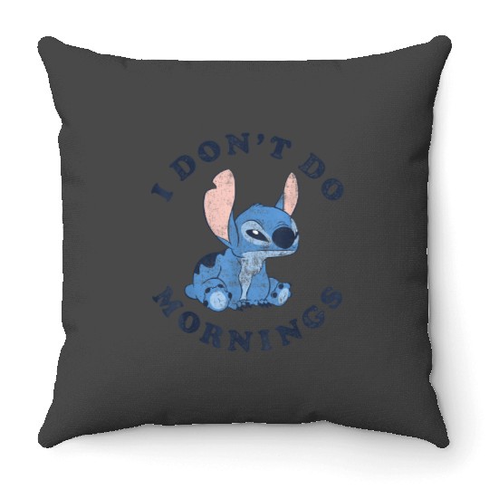 Disney Lilo Amp Stitch I Don'T Do Mornings Distr Throw Pillows