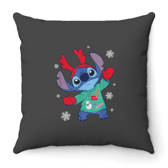 Disney Lilo Stitch Christmas Outfit Celebration Throw Pillows