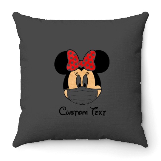 CUSTOM Disney T-Shirt - Mickey Mouse and Minnie Mouse with a Mask - Quarantine - Social Distancing - Wear a mask - 6 feet apart 2020 - 2021 Throw Pillows