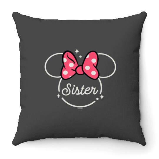 Disney Minnie Mouse Sister Head Icon Magic Famil Throw Pillows