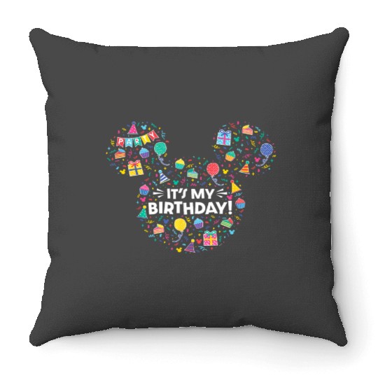 Disney Mickey Mouse Head Ears Icon Fill It’s My Throw Pillows