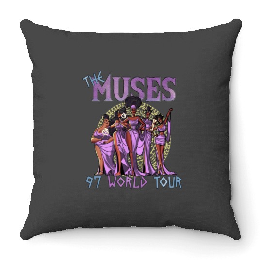 Disney Hercules The Muses 97 World Tour , Retro Disney Hercules Diva The Muses Song Concert Music, Disney Girl Trip, Disneyland Throw Pillows