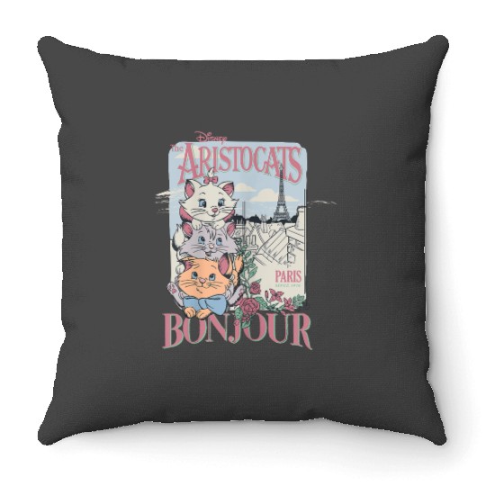 Disney The Aristocats Bonjour Paris Since 1979 Vintage Ad Gifts Trends Throw Pillows