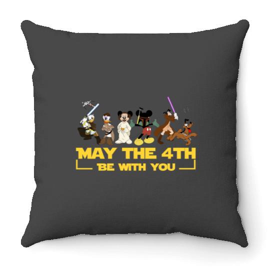 May The 4th Be With You , Mickey And Friends ,Mickey  , Disneyland Family Gift . Throw Pillows