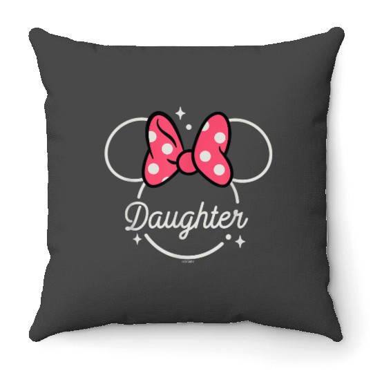 Disney Minnie Mouse Daughter Head Icon Magic Family Trip Gifts Trends Throw Pillows