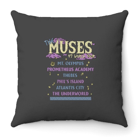 Disney Hercules The Muses 97 World Tour , Retro Disney Hercules Diva The Muses Song Concert Music, Disney Girl Trip, Disneyland Throw Pillows