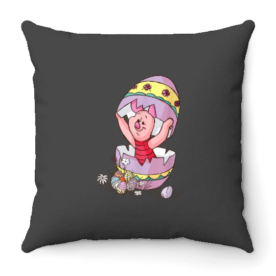 Disney Winnie The Pooh Piglet Easter Egg0 Throw Pillows