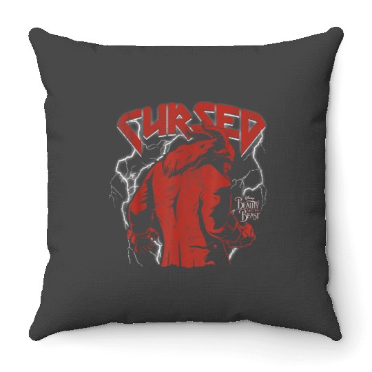 disneys Beauty The Beast Cursed Heavy Metal Throw Pillows