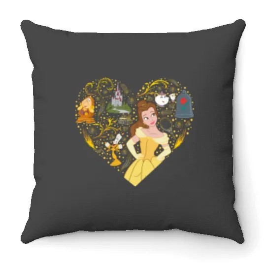 Disney Princess Belle Collage Heart 2525 Throw Pillows