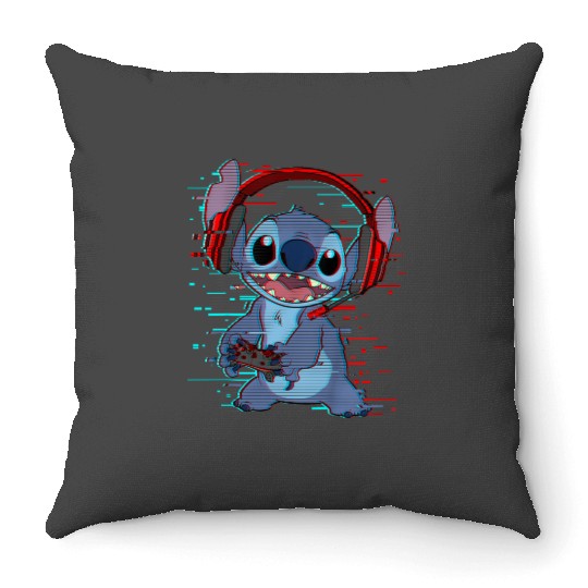 Kids disneys Lilo Stitch Gamer Glitch Videogame Happy Toddler Throw Pillows