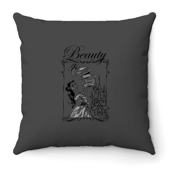 Disney Beauty and the Beast Belle Book Stack Ske Throw Pillows