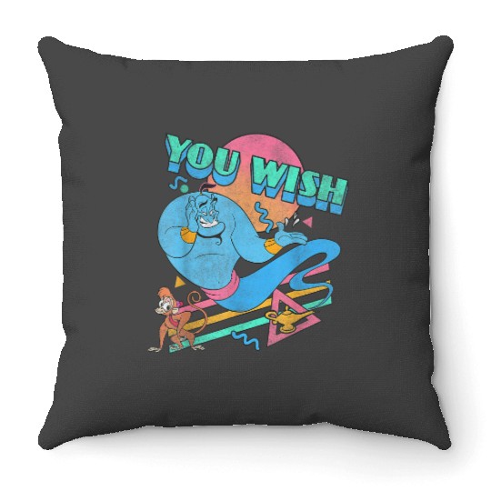 disneys Princess Genie Abu You Wish Eighties Symbols Throw Pillows