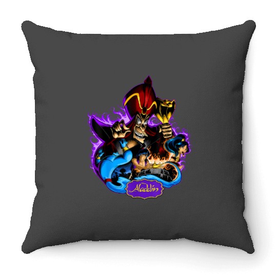 Disney Aladdin Jafar Genie Jasmine Art Graphic T Throw Pillows