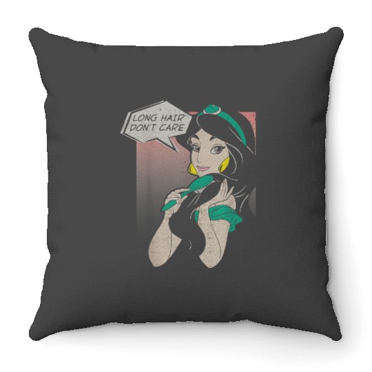 Disney Aladdin Jasmine Long Hair Dont Care Comic Throw Pillows