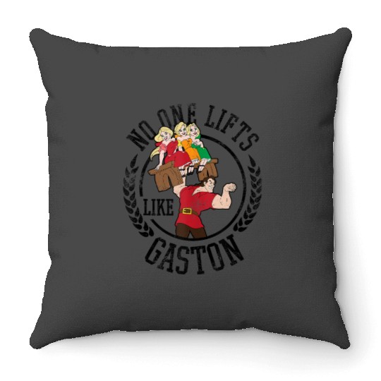 Disney Beauty and the Beast No One Lifts Like Gaston Badge Throw Pillows