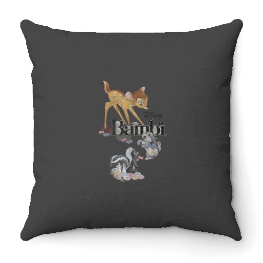 Disney Bambi Classic Group Shot Title Logo Throw Pillows