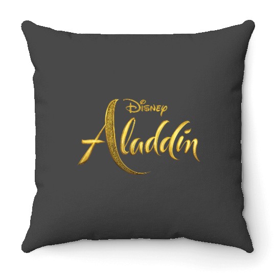 disneys Aladdin Live Action Gold Text Movie Logo Throw Pillows
