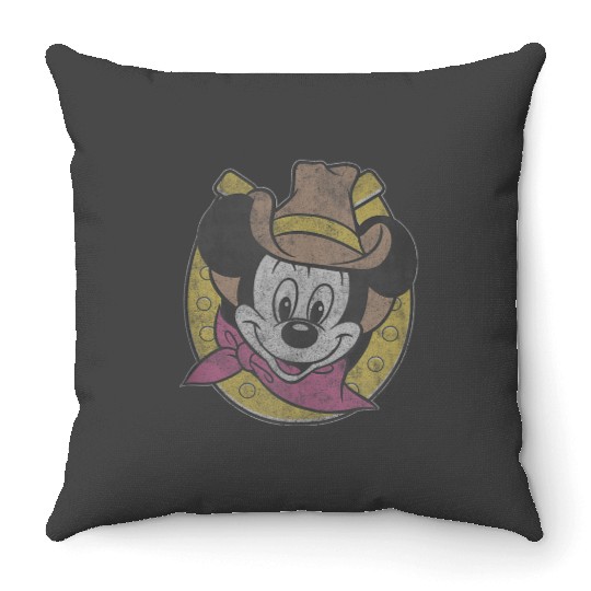 disneys Mickey Cowboy Classic Horseshoe Hat Throw Pillows
