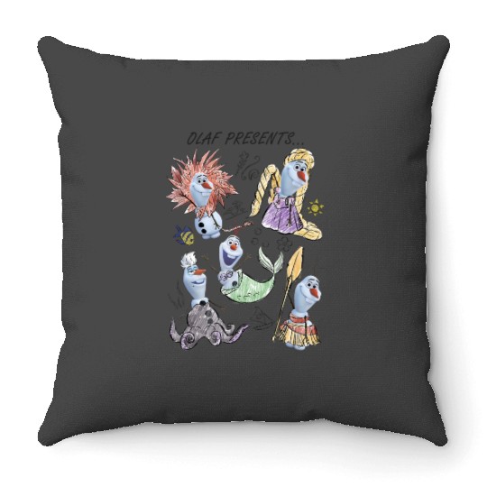 Disney Olaf Presents Classic Costume Sketches Throw Pillows