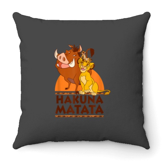 Disney The Lion King Hakuna Matata Simba Timon Pumbaa Shot gifts trends Throw Pillows