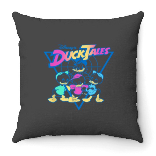 Disney DuckTales Vintage Neon Outlines Group Sho Throw Pillows