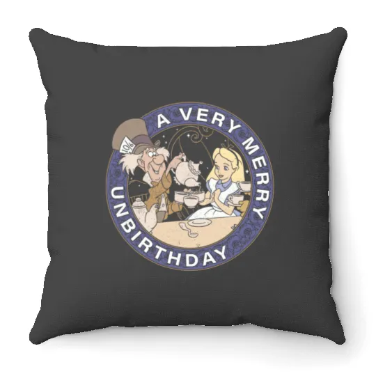 Disney Alice In Wonderland Mad Hatter Un-Birthday Throw Pillows
