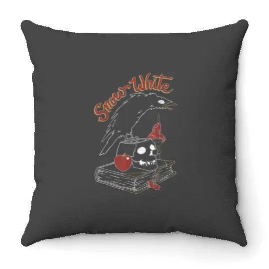 Disneys Snow White Queens Crow On Skull Graphic Throw Pillows