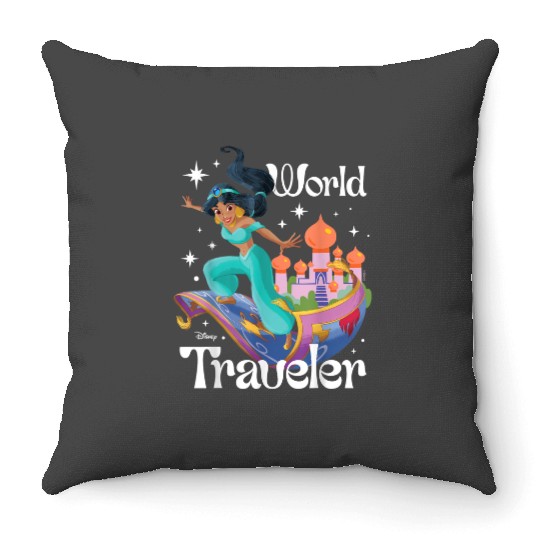 Disney Princess - Jasmine World Traveler Magic Carpet Ride gifts trends Throw Pillows