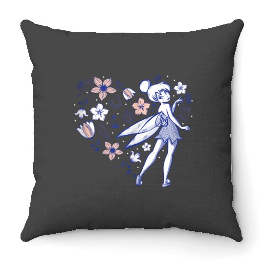 Disneys Tinker Bell Storybook Heart Blue Throw Pillows