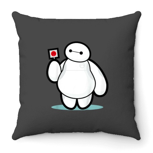 Disney Big Hero 6 Baymax With Lollipop Cute Shot gifts trends Throw Pillows