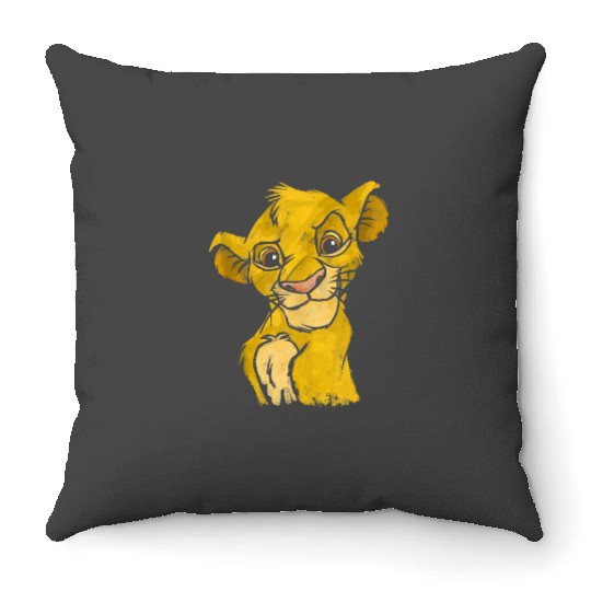 Disney Lion King Young Simba Smiling Portrait Sketch Throw Pillows
