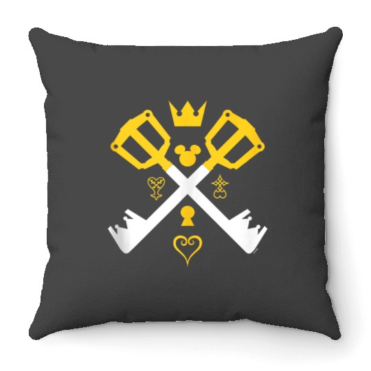 Disneys Kingdom Hearts Iconic Symbols Cross Keyblades Poster Throw Pillows