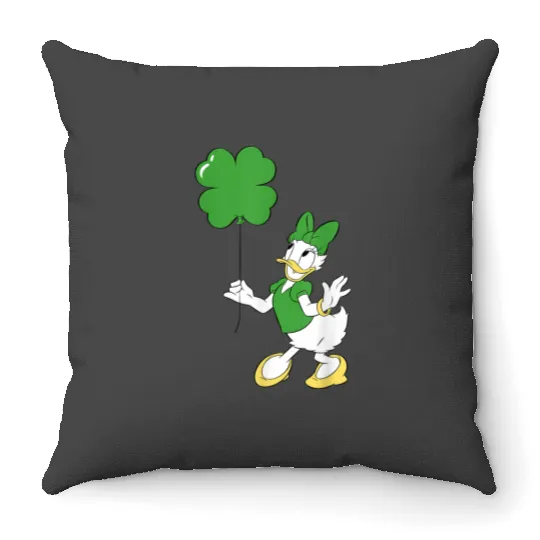 Disneyss Daisy Duck Shamrock Balloon St Patrick's Day Throw Pillows